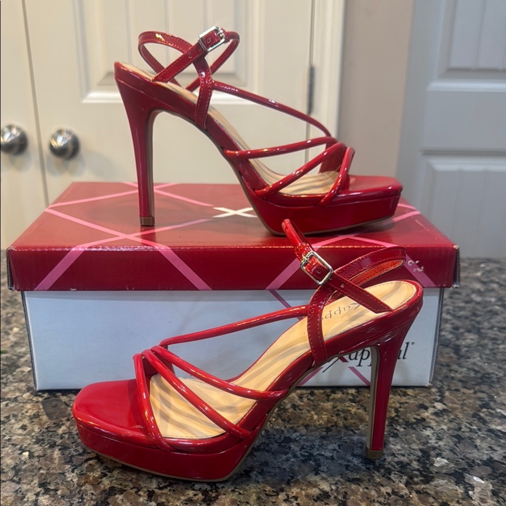 Red Strappy High Heel Sandals